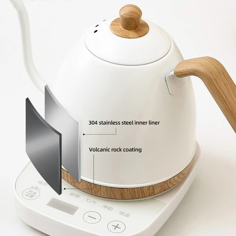 800ml Gooseneck Pour-Over Kettle - 304 Stainless Steel Stovetop Pot