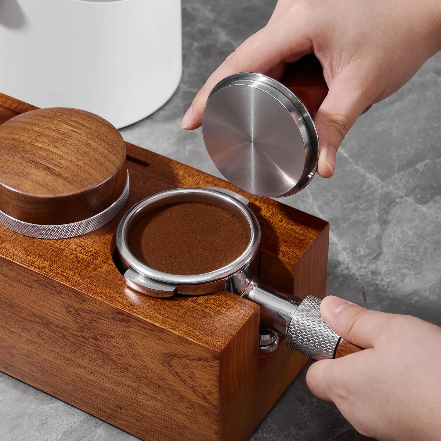 Rosewood Espresso Tamper Holder Stand
