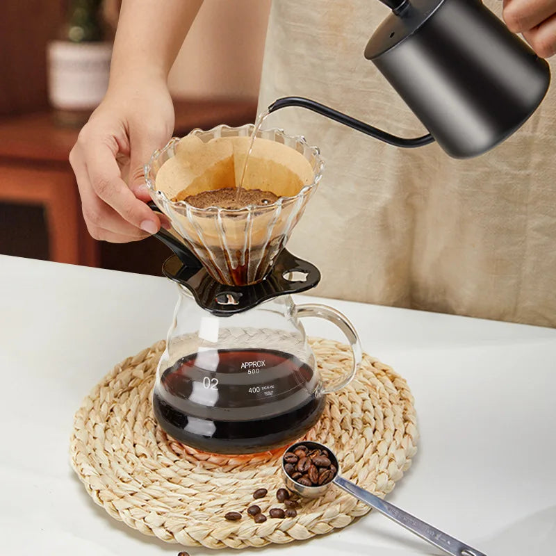 Pour Over Coffee Maker | Borosilicate Glass Server with Lid