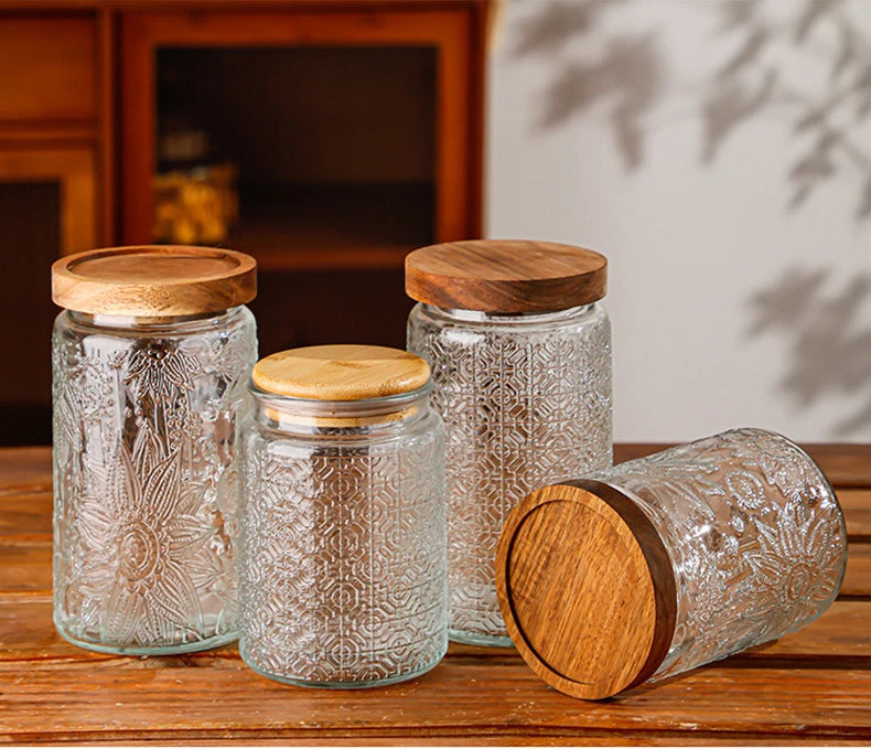Vintage Glass Storage Jars with Airtight Lids