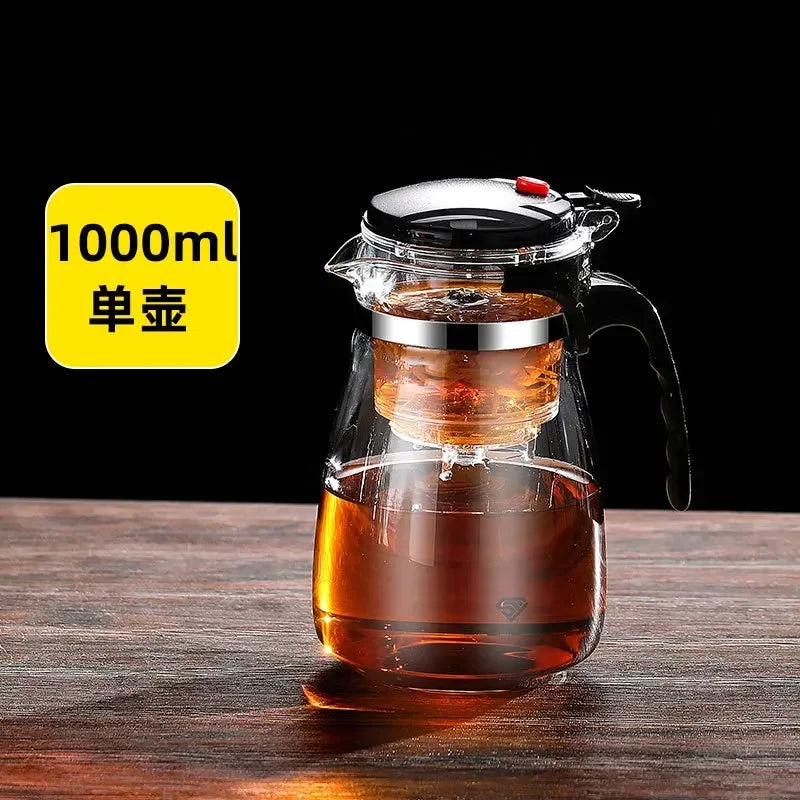 Press & Pour Glass Teapot | One-Click Filter | 500ml–1800ml
