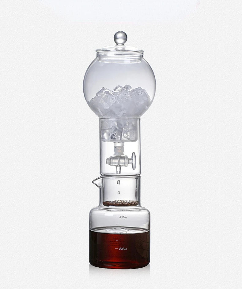 Cold Brew Coffee Pot Set | Glass Dripper & Filter | 600ml | Grey & Transparent