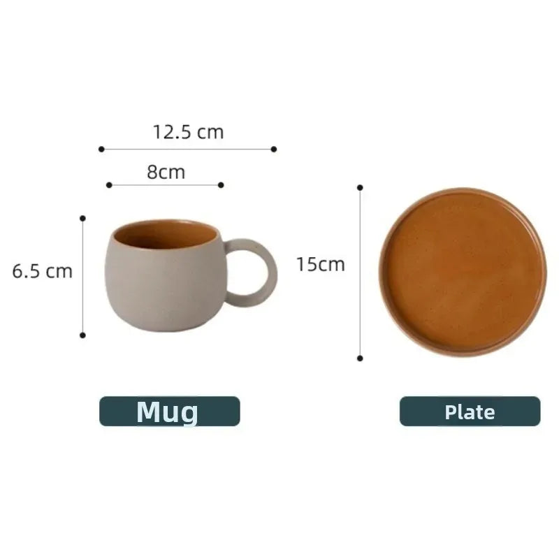 Japanese Style Ceramic Coffee Cup and Saucer Set