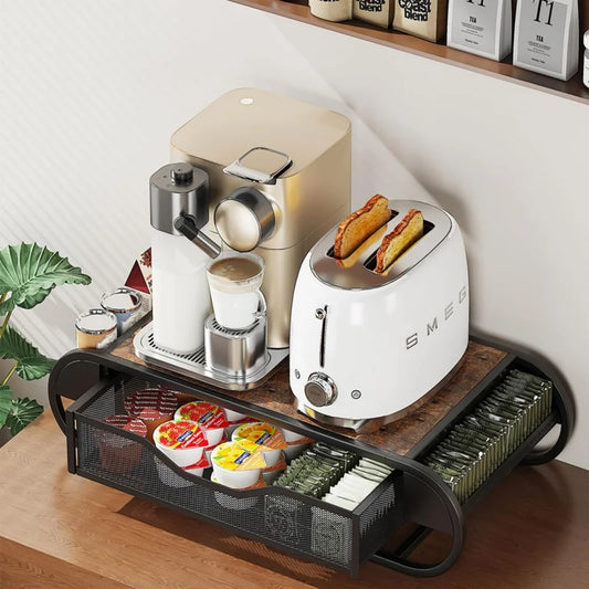 Metal Coffee Pod Drawer with Side Baskets
