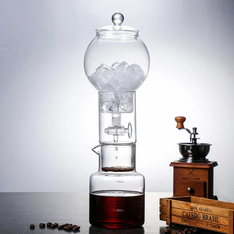 Cold Brew Coffee Pot Set | Glass Dripper & Filter | 600ml | Grey & Transparent