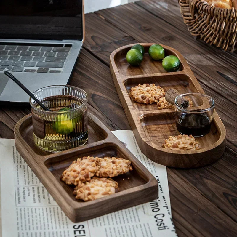Natural Acacia Wood Tray for Serving Coffee & Tea