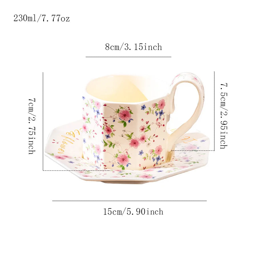 Japanese Floral Ceramic Coffee Cup
