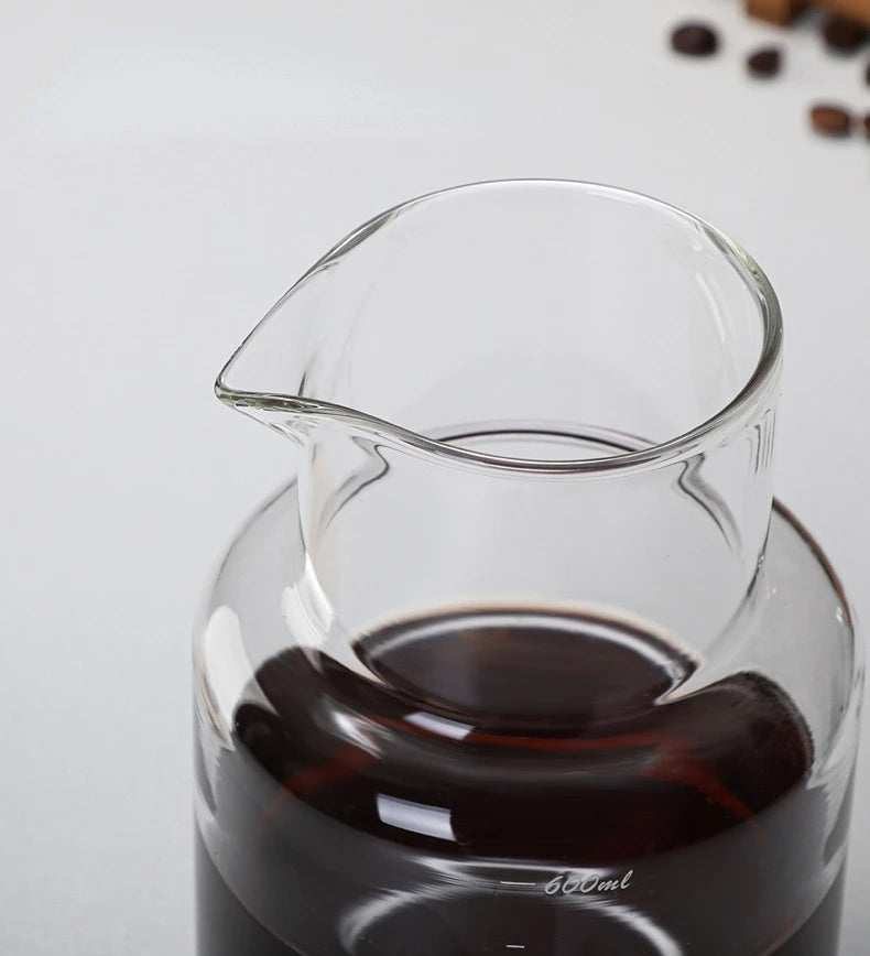 Cold Brew Coffee Pot Set | Glass Dripper & Filter | 600ml | Grey & Transparent