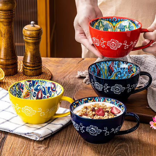 Bohemian Hand-Painted Ceramic Coffee Mug 400ml