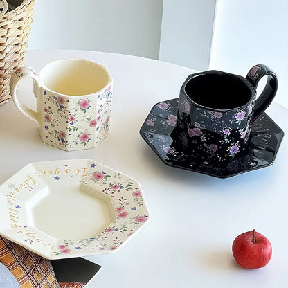 Japanese Floral Ceramic Coffee Cup