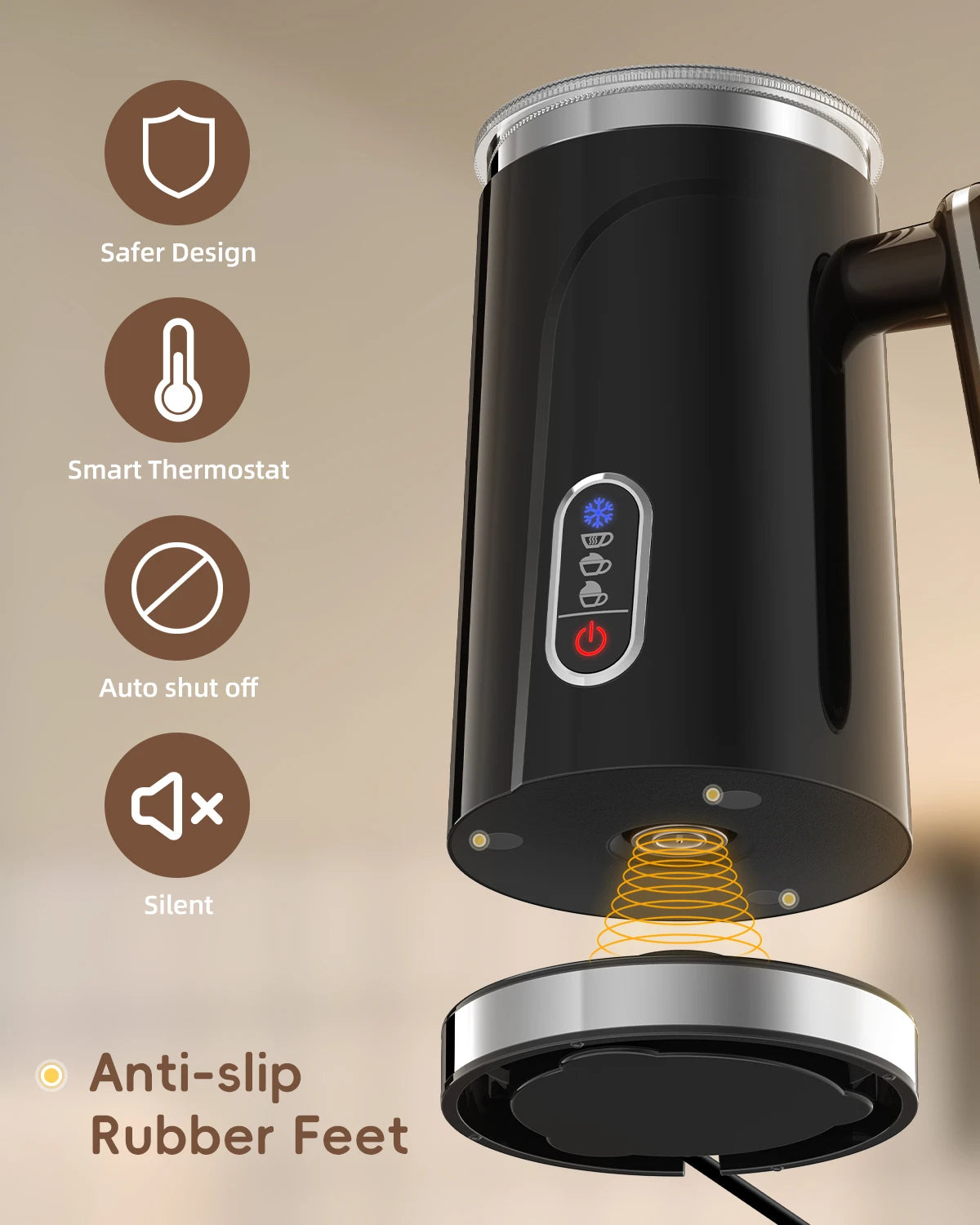 BioloMix 4-in-1 Automatic Milk Frother & Steamer | Hot & Cold Foam | 300ml