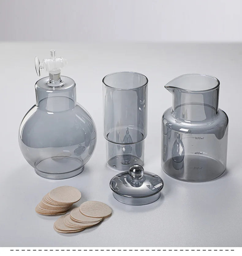 Cold Brew Coffee Pot Set | Glass Dripper & Filter | 600ml | Grey & Transparent
