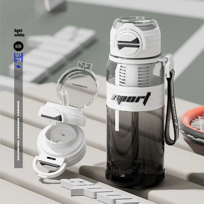 Leakproof Tritan Sports Bottle with Straw, Tea Strainer & Carry Strap