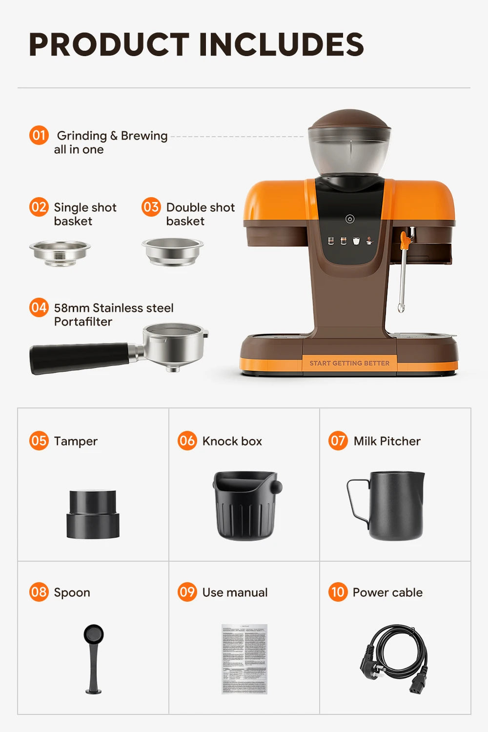 i Cafilas 19 Bar Semi-Automatic Espresso Machine with Built-in Frother