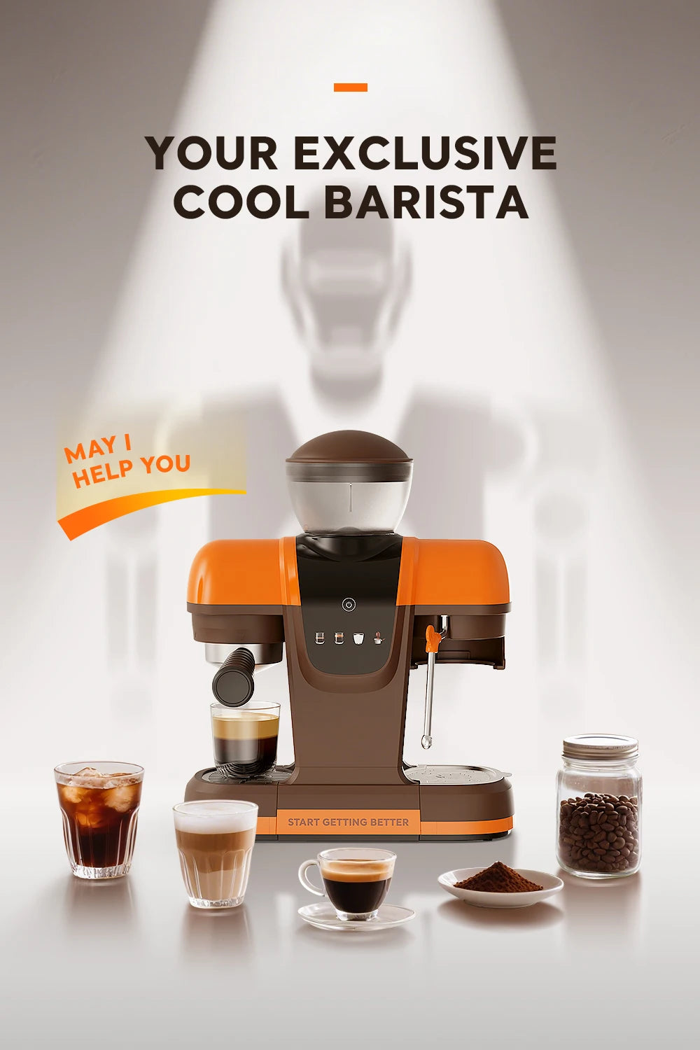i Cafilas 19 Bar Semi-Automatic Espresso Machine with Built-in Frother