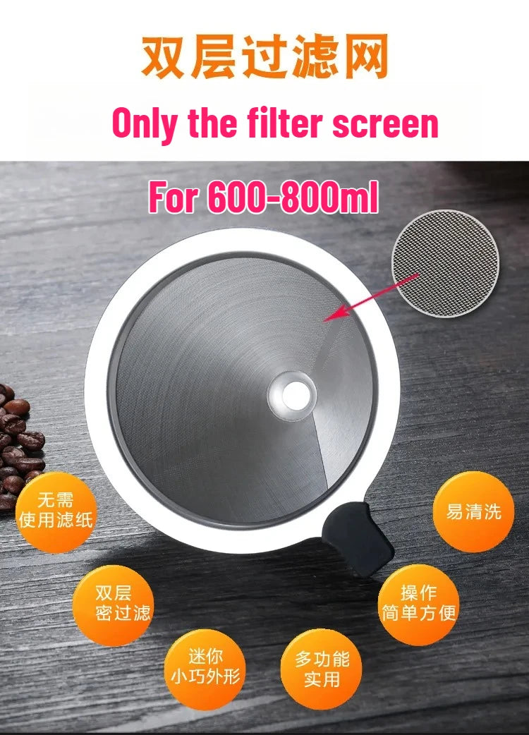 Pour Over Coffee Maker | Borosilicate Glass & Wood Sleeve | 400ml–1000ml