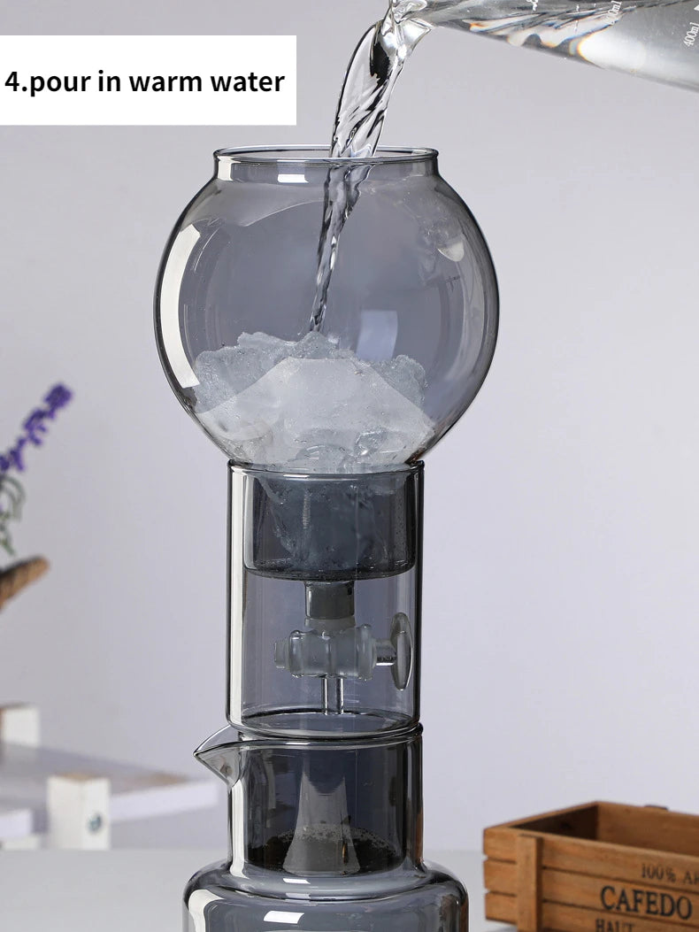Cold Brew Coffee Pot Set | Glass Dripper & Filter | 600ml | Grey & Transparent