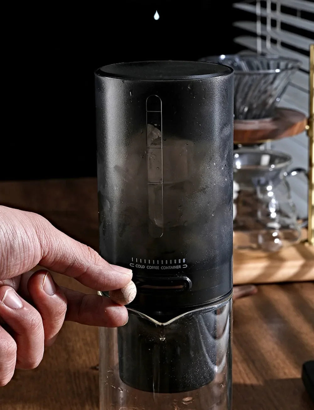 EXSX Ice Drip Cold Brew Coffee Tower | 450ml Borosilicate Glass | Detachable Dripper for Home & Camping