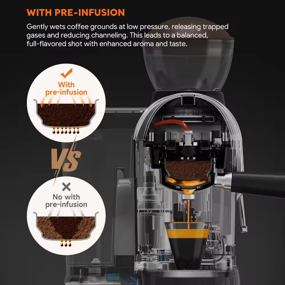 i Cafilas 19 Bar Semi-Automatic Espresso Machine with Built-in Frother