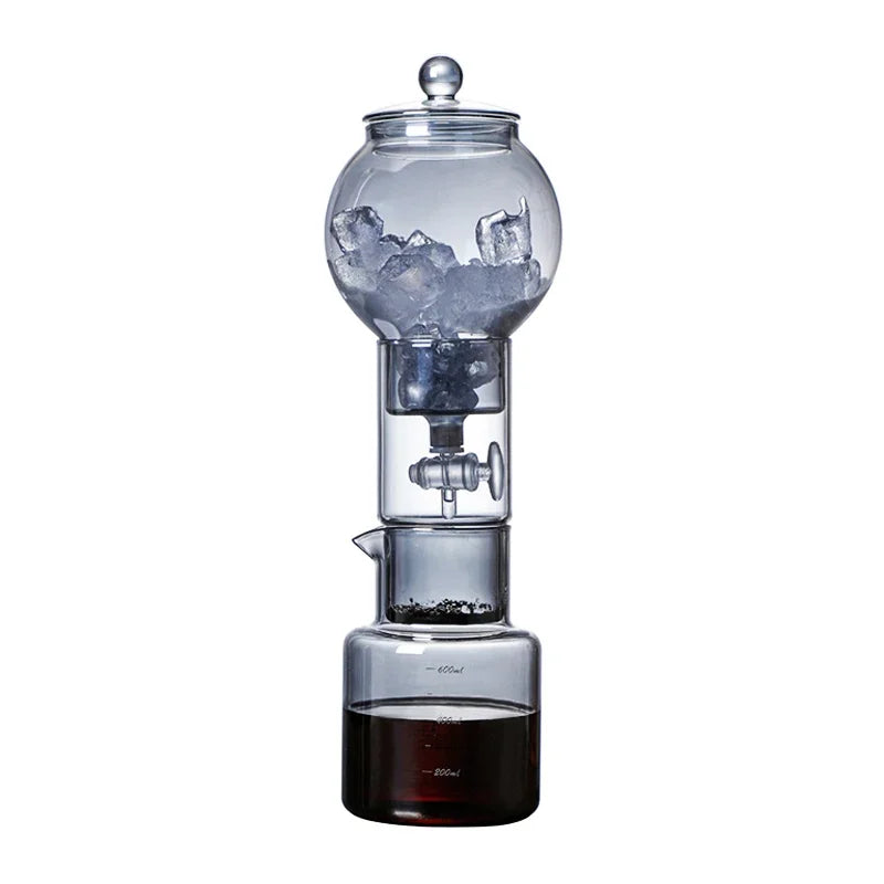 Cold Brew Coffee Pot Set | Glass Dripper & Filter | 600ml | Grey & Transparent