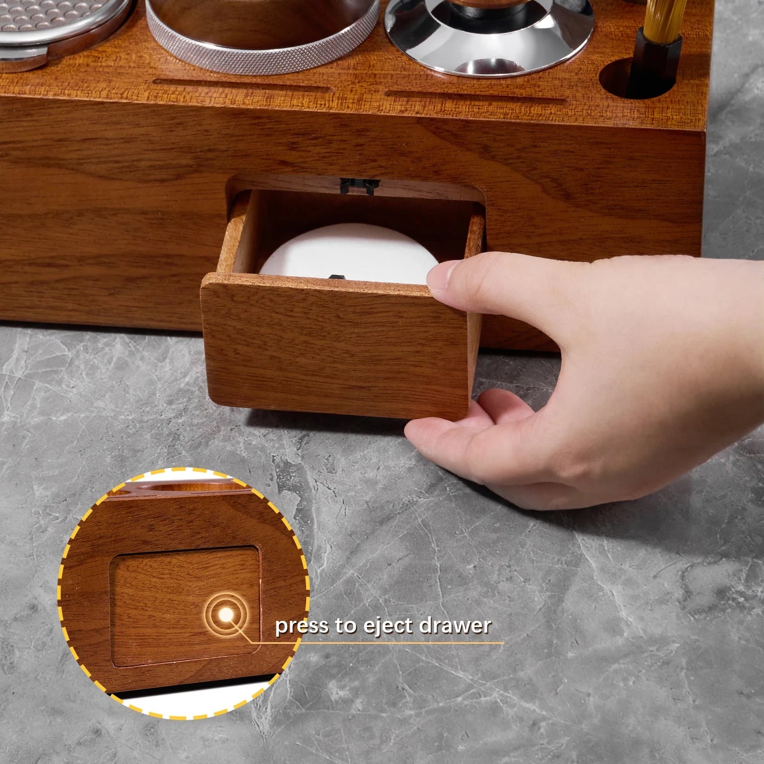 Rosewood Espresso Tamper Holder Stand
