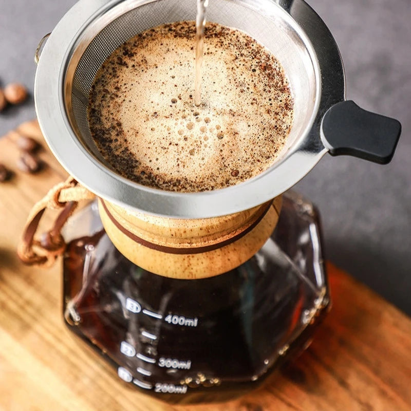 Bincoo Glass Pour Over Sharing Carafe | Stainless Steel Filter Funnel | 400ml–800ml