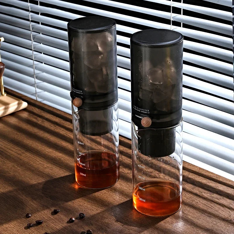 EXSX Ice Drip Cold Brew Coffee Tower | 450ml Borosilicate Glass | Detachable Dripper for Home & Camping
