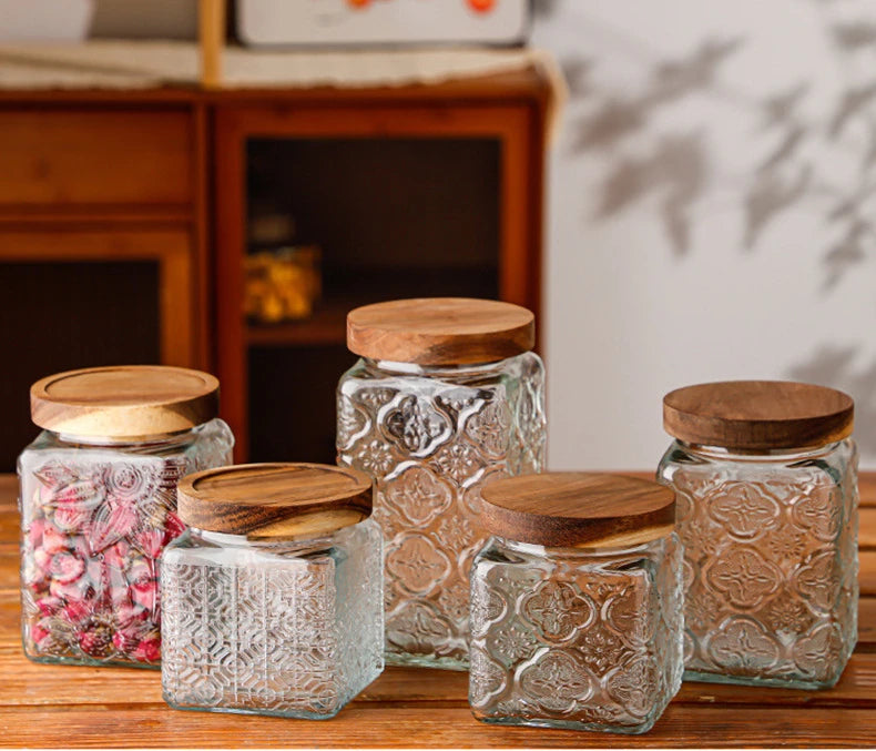 Vintage Glass Storage Jars with Airtight Lids