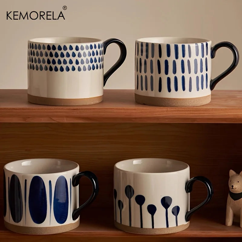 Nordic Ceramic Coffee Mug with Handle | 450ml | Retro Japanese Style