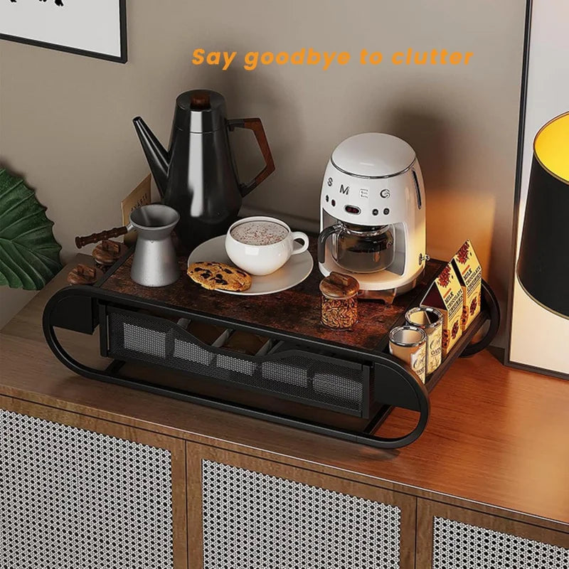 Metal Coffee Pod Drawer with Side Baskets