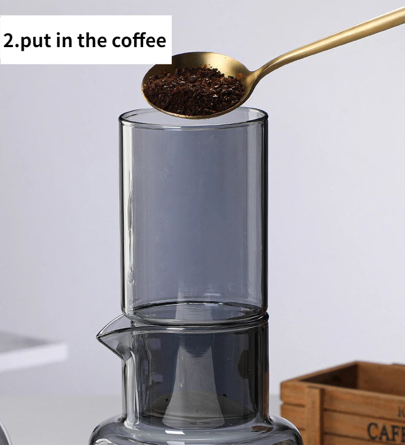 Cold Brew Coffee Pot Set | Glass Dripper & Filter | 600ml | Grey & Transparent