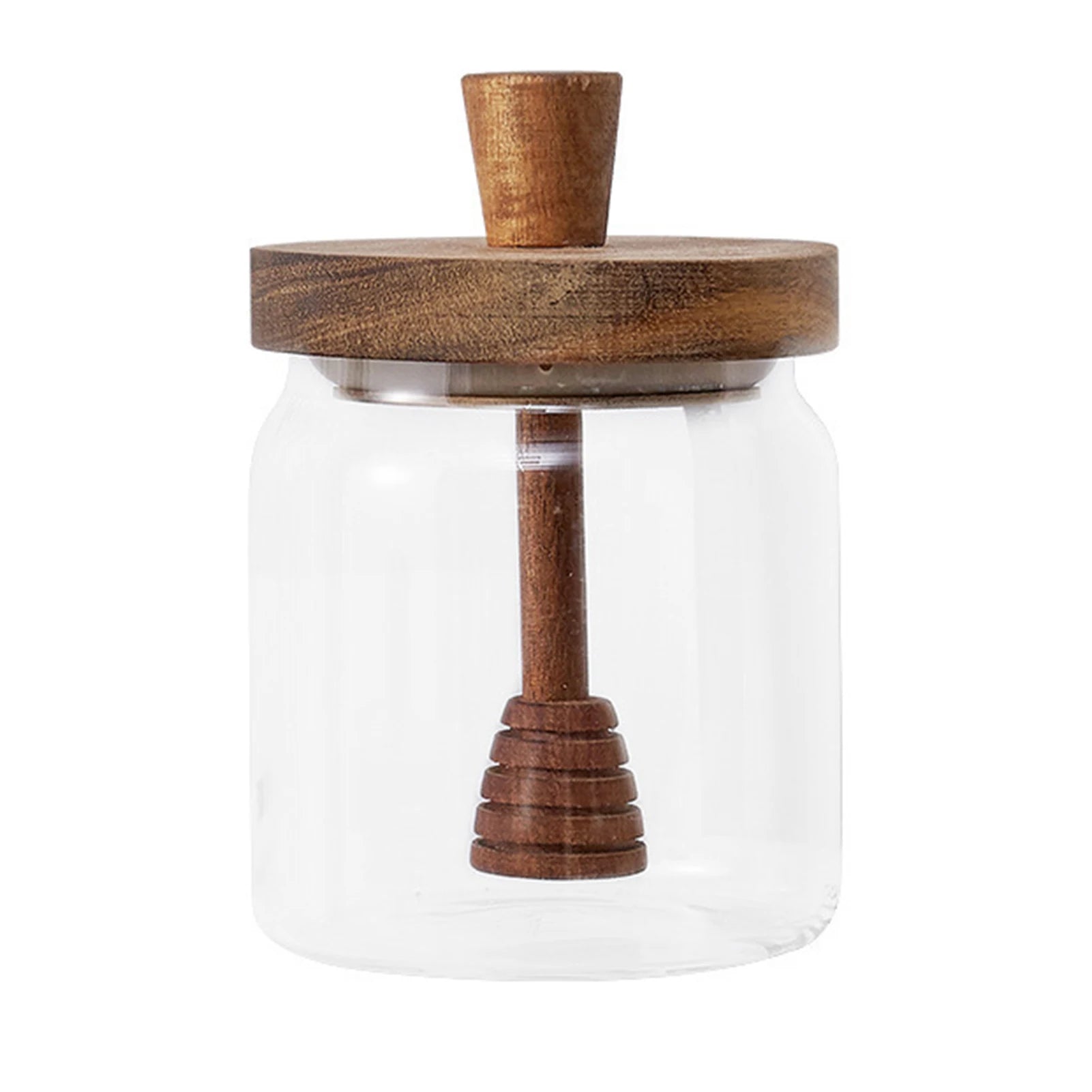 Glass Honey Jar & Dipper - Wide Mouth Honey Pot & Syrup Dispenser Set