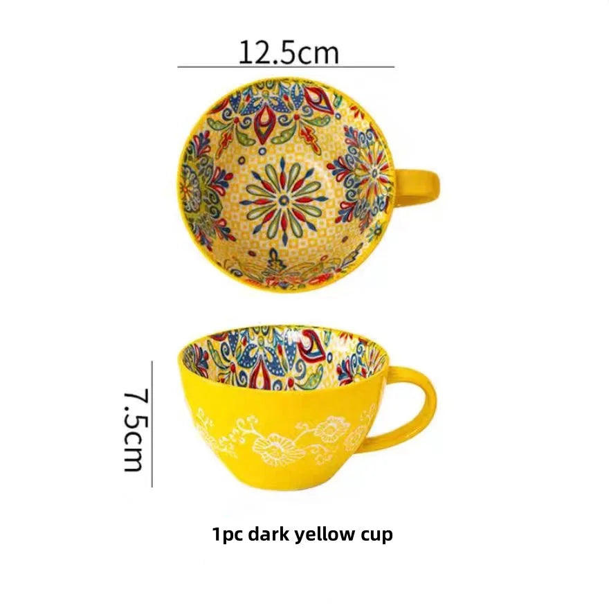 Bohemian Hand-Painted Ceramic Coffee Mug 400ml