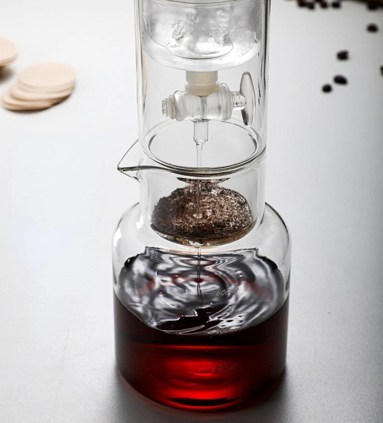 Cold Brew Coffee Pot Set | Glass Dripper & Filter | 600ml | Grey & Transparent