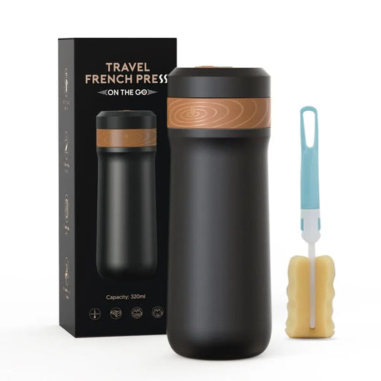 Portable Stainless Steel French Press Travel Mug — 320ml