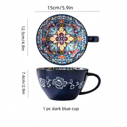 Bohemian Hand-Painted Ceramic Coffee Mug 400ml