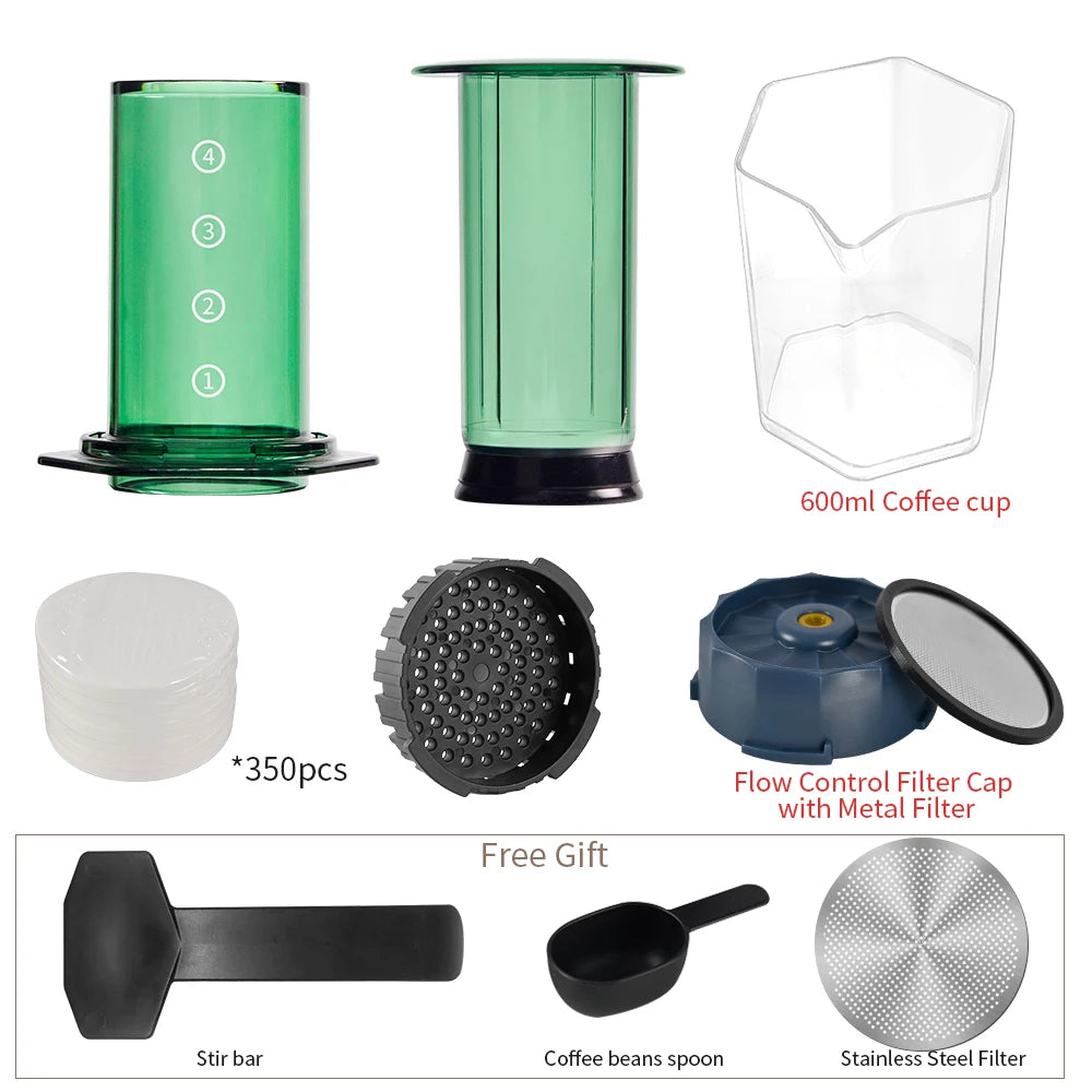 CAFEMASY Portable Aeropress Coffee Maker | BPA-Free Tritan | French Press, Espresso & Air Press | 300ml