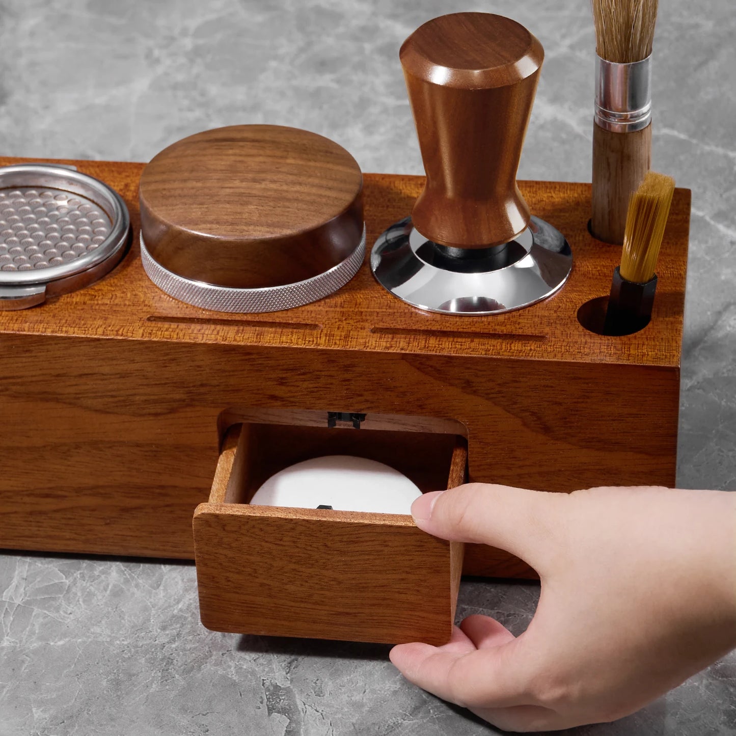 Rosewood Espresso Tamper Holder Stand