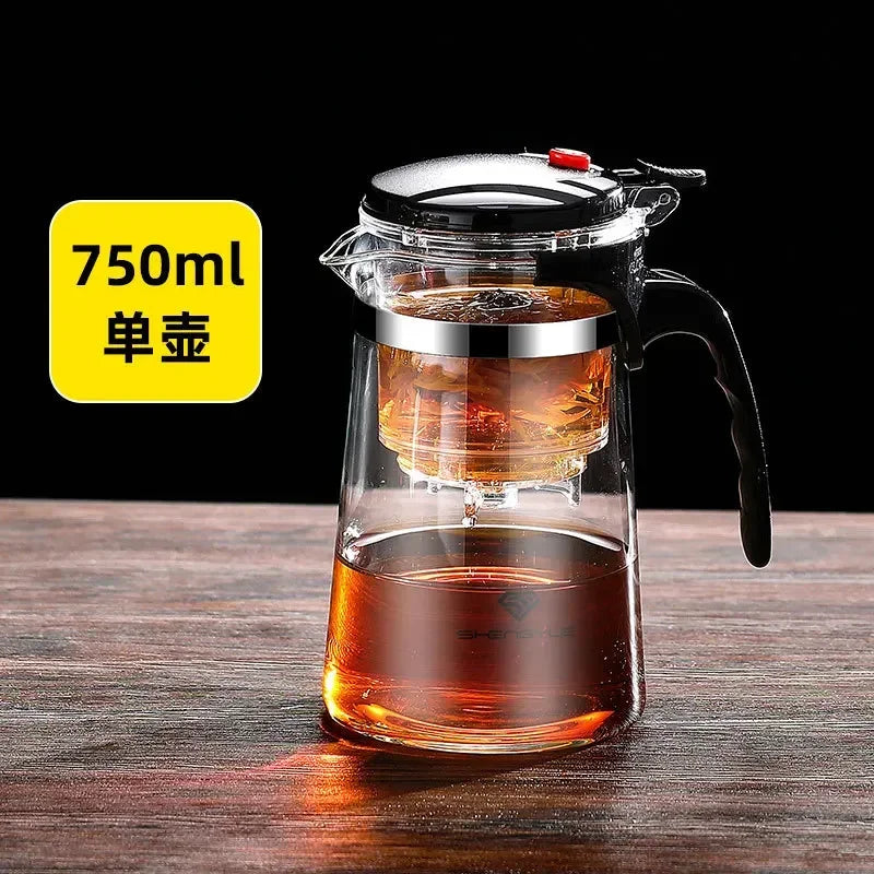 Press & Pour Glass Teapot | One-Click Filter | 500ml–1800ml
