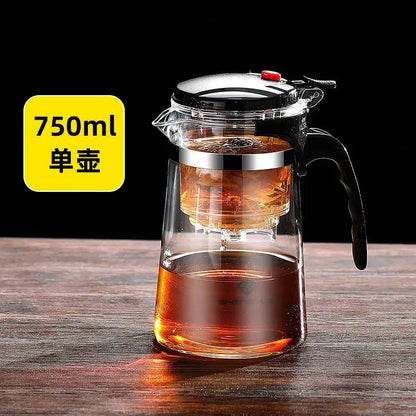 Press & Pour Glass Teapot | One-Click Filter | 500ml–1800ml