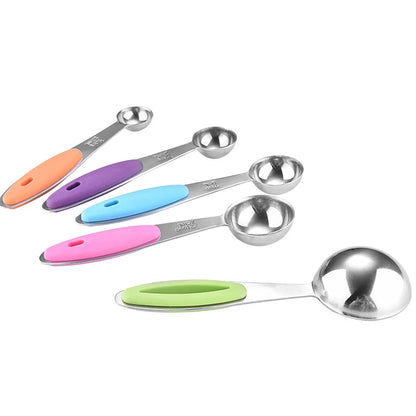 Stainless Steel Measuring Spoon & Cup Set with Silicone Handles | 5 & 10 Piece