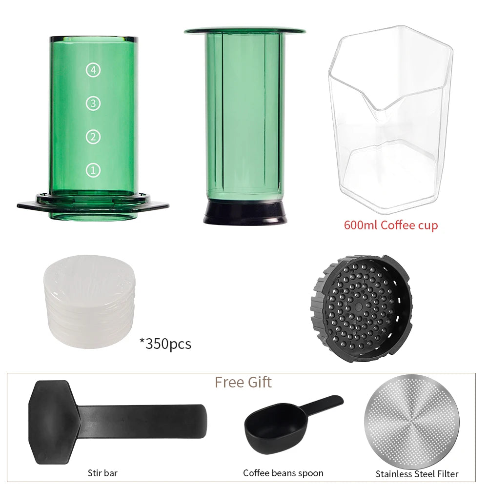 CAFEMASY Portable Aeropress Coffee Maker | BPA-Free Tritan | French Press, Espresso & Air Press | 300ml