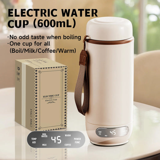 600ml Smart Electric Travel Cup – Intelligent LED Display & 12-Level Precision Temp Control