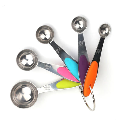 Stainless Steel Measuring Spoon & Cup Set with Silicone Handles | 5 & 10 Piece