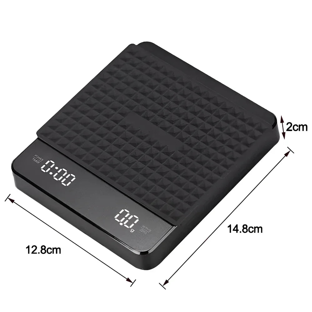 Digital Coffee Scale with Timer | LED Display | USB-C | 0.1g Precision | 3kg Max