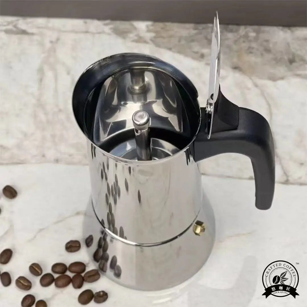 Classic Stainless Steel Moka Pot | Induction & Gas Compatible | 4 & 6 Cup