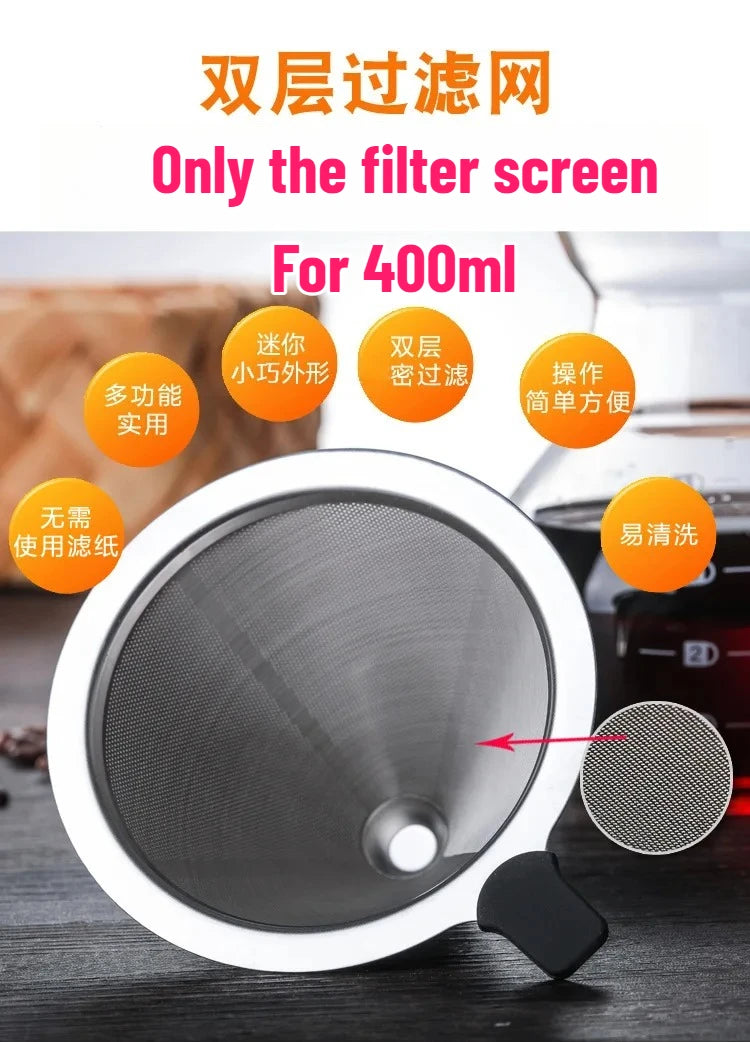 Pour Over Coffee Maker | Borosilicate Glass & Wood Sleeve | 400ml–1000ml