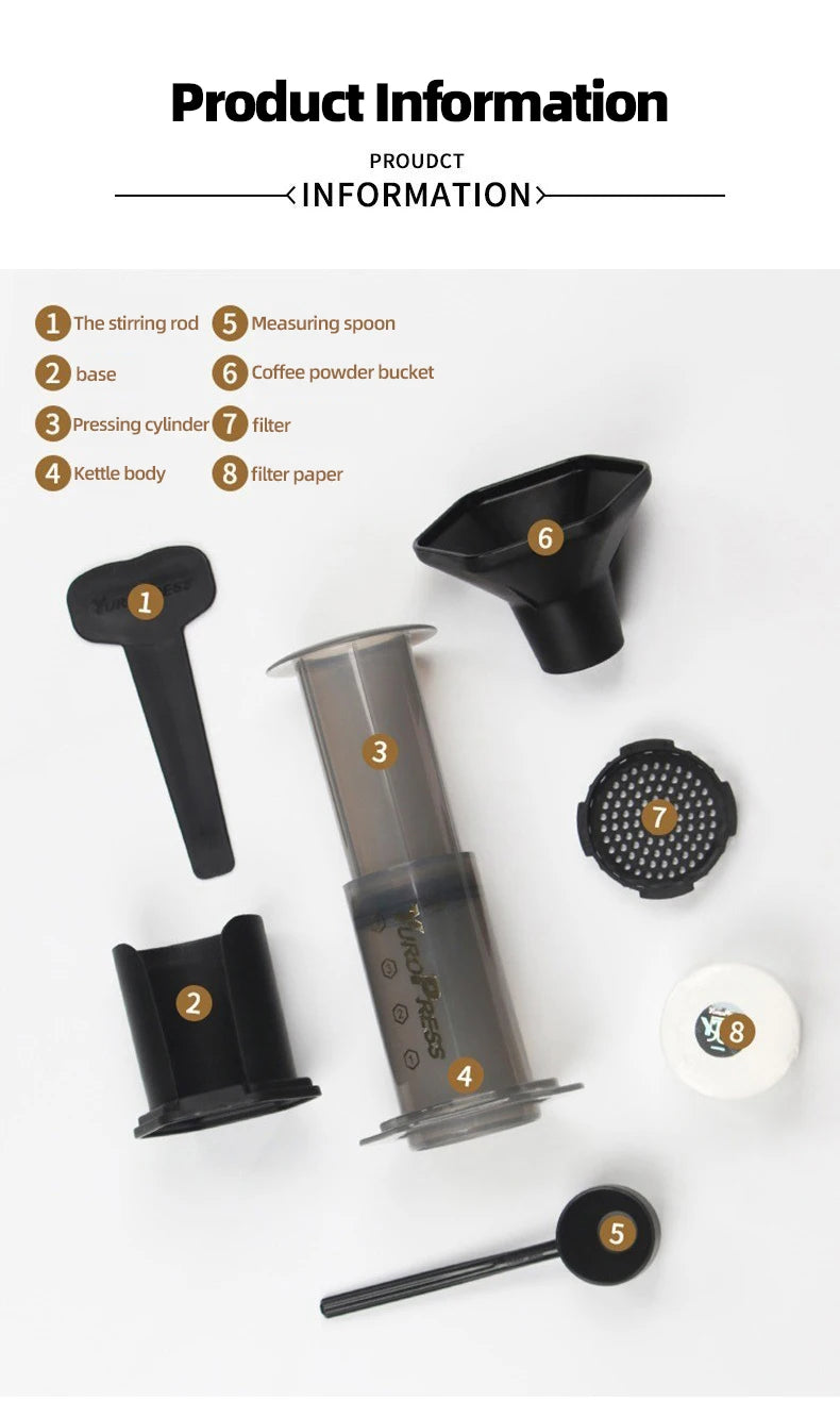 YRP Air Press Coffee Maker | Portable Espresso, French Press & Drip | 400ml