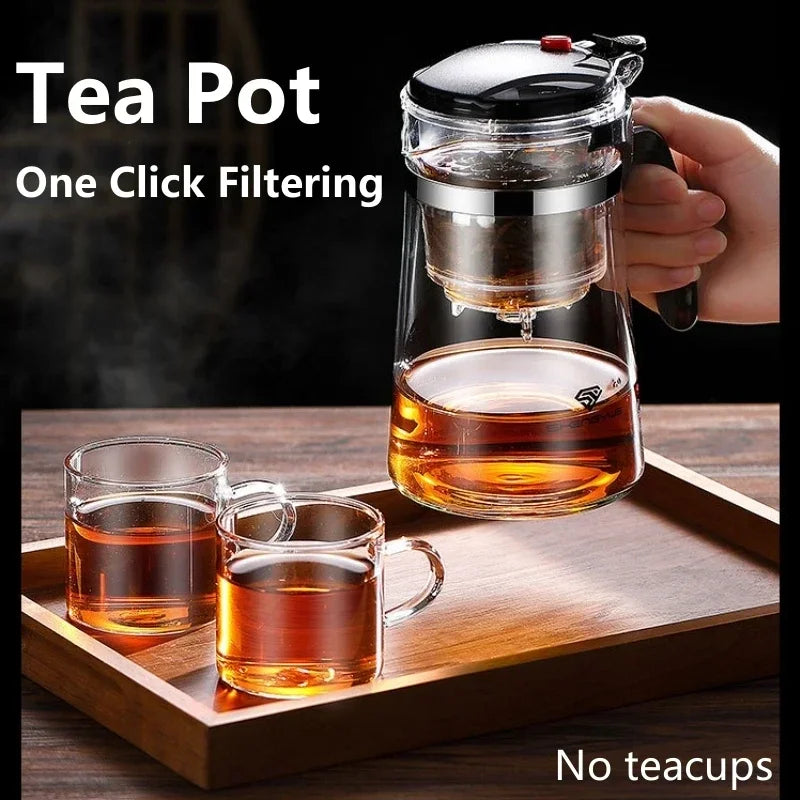 Press & Pour Glass Teapot | One-Click Filter | 500ml–1800ml