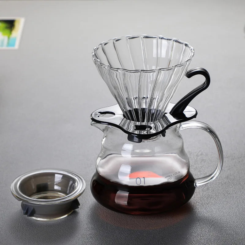 Pour Over Coffee Maker | Borosilicate Glass Server with Lid